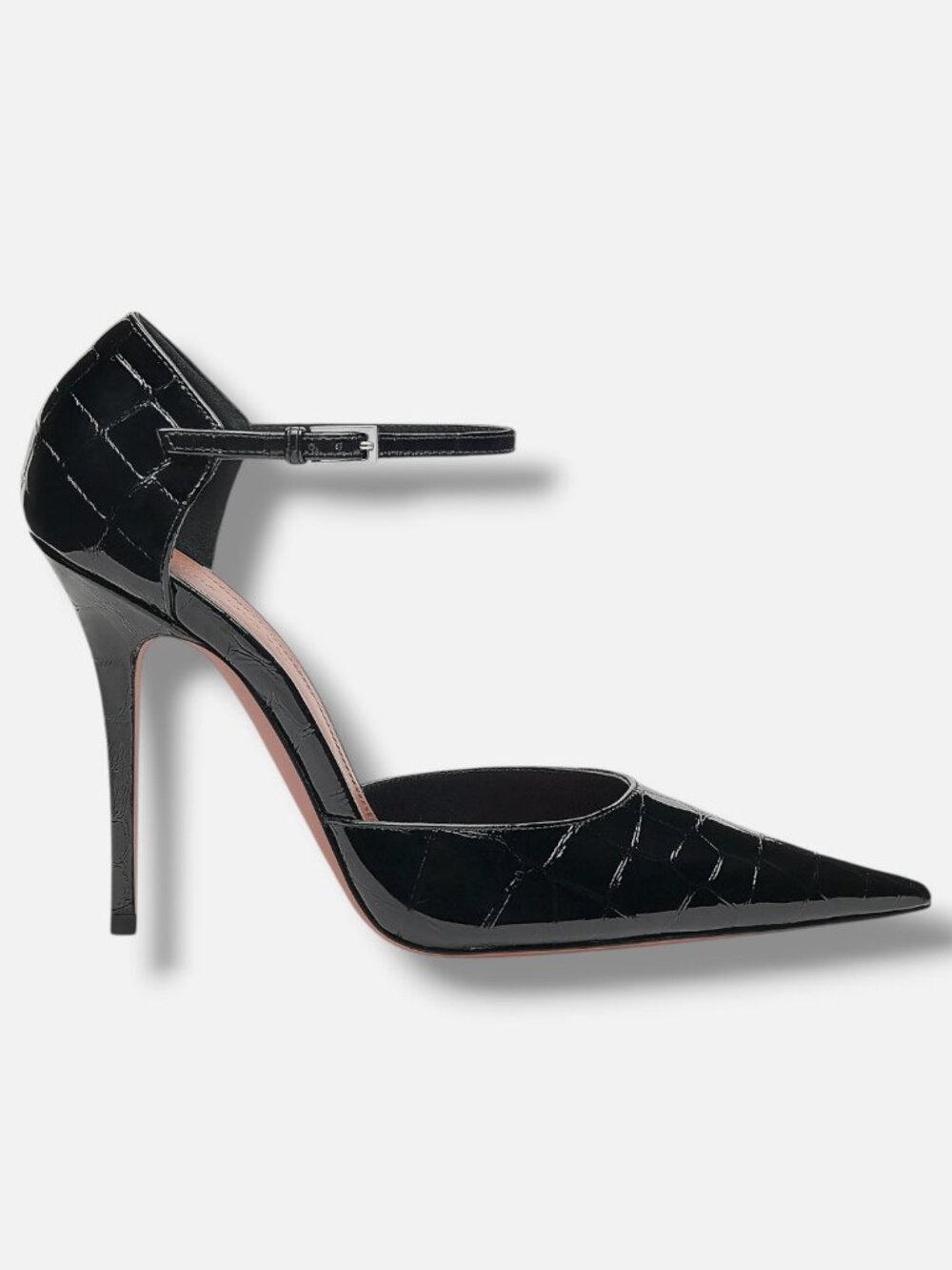 Amina Muaddi Women's Black Barbara Croc Mary-Jane Pump Shoes Size EU:39.5 US:9.5